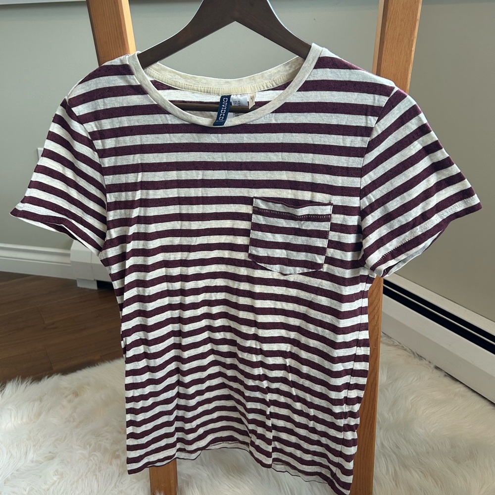 Striped Maroon and White T-Shirt